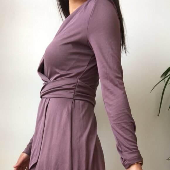 Dynamite Purple Long Sleeve Wrap Dress - Picture 8 of 8